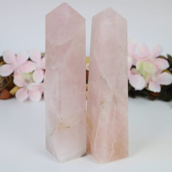 Rose Quartz Tower Crystal Obelisk Four Polished Sided Healing Crystal Wand