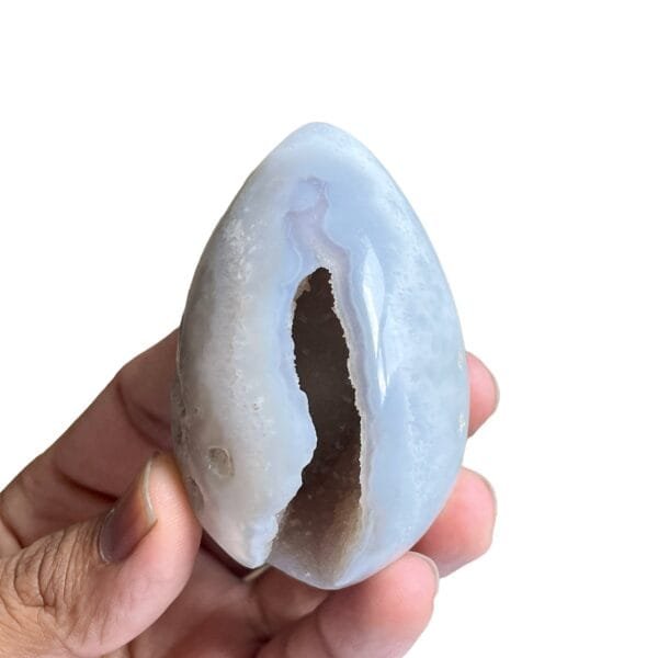 Druzy Crystal Egg Gray Flower Agate Geode Egg 176G  DE#5, Healing Crystal Egg, Druzy Agate  6.5 OZ,176G/ 2.9 H X 1.9" W inches