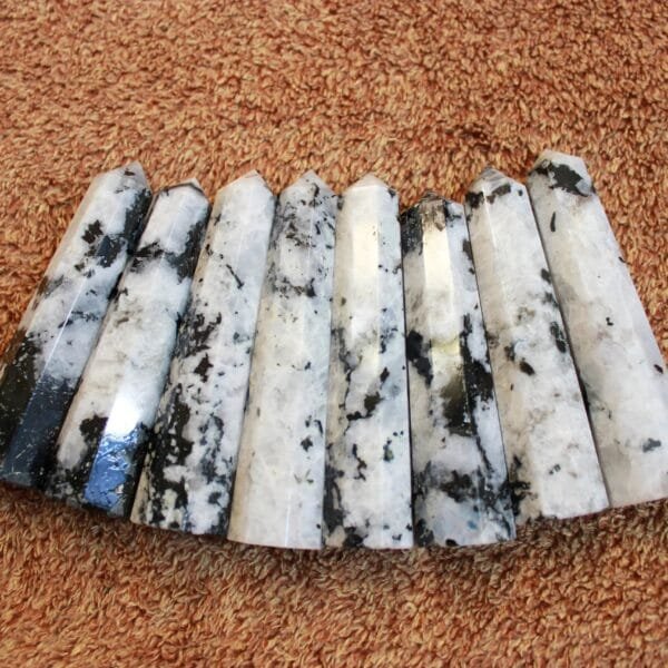 Wholesale Lot Rainbow Moonstone Tower , Moonstone Healing Crystals Wand, 3.5-4 Inches, 80-90 g Approx. 1 LB lot