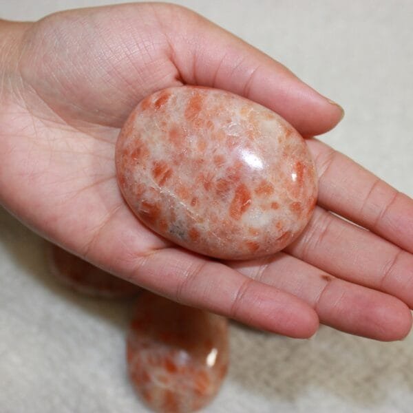 Sunstone Palm Stone, Worry Stone, Natural Agate Pocket Stone, Healing Crystal, High Quality Sunstone 4.5OZ,0.3LB
